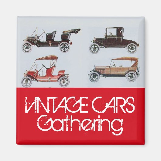 Oldtimer-Treffen Klassisches Auto Rot Grau Magnet (Vorne)