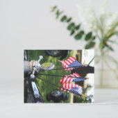 Oldtimer und US-Flagge Postkarte (Stehend Vorderseite)