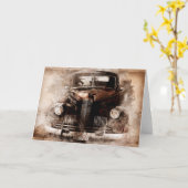 Oldtimer-Wagen Karte (Gelbe Blume)