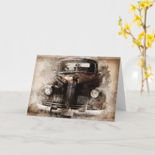 Oldtimer-Wagen Karte (Gelbe Blume)