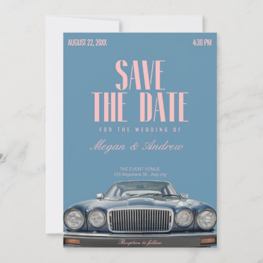 Oldtimerhochzeit Save The Date (Vorderseite)