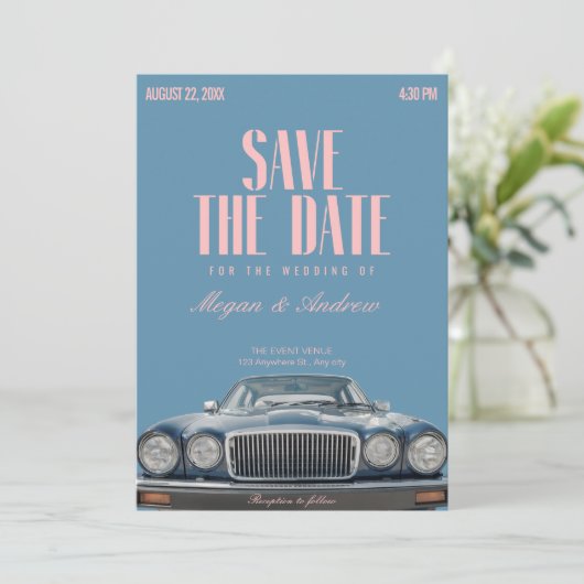 Oldtimerhochzeit Save The Date (Stehend Vorderseite)