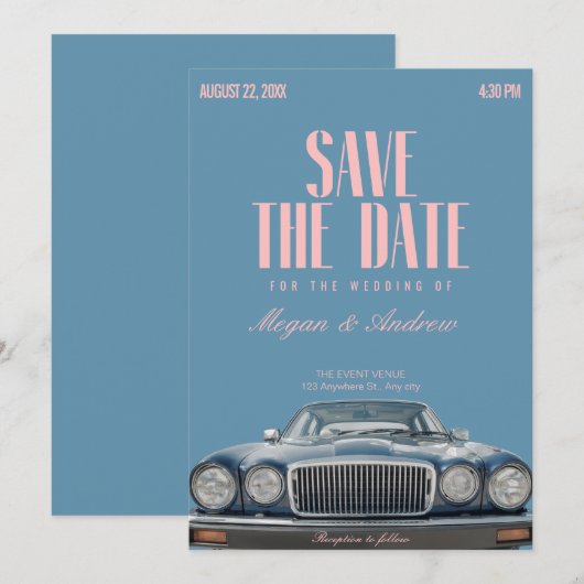 Oldtimerhochzeit Save The Date (Vorne/Hinten)