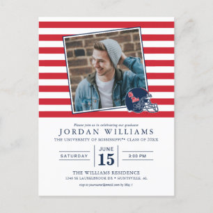 Ole Miss Football Helm   Dunkelblau Ankündigungspostkarte