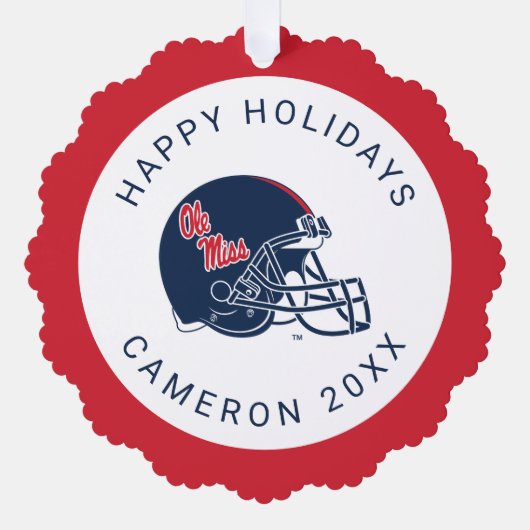 Ole Miss Football Helmet | Dunkelblau Ornament Karte (Vorderseite)