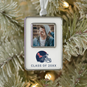 Ole Miss Football Helmet Dunkelblau Rahmen-Ornament Silber