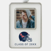 Ole Miss Football Helmet | Dunkelblau Rahmen-Ornament Silber (Vorderseite)