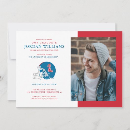 Ole Miss Football Helmet | Light Blue Ankündigung (Vorderseite)