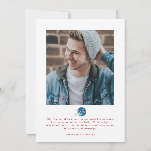 Ole Miss Football Helmet | Light Blue Einladung (Rückseite)