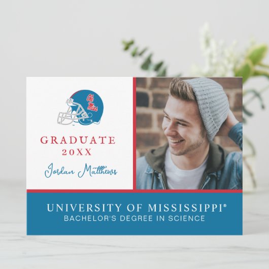 Ole Miss Football Helmet | Light Blue Einladung (Stehend Vorderseite)