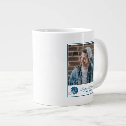 Ole Miss Football Helmet | Light Blue Jumbo-Tasse (Vorderseite Rechts)