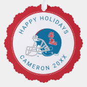 Ole Miss Football Helmet | Light Blue Ornament Karte (Rückseite)