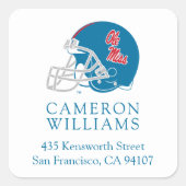 Ole Miss Football Helmet | Light Blue Quadratischer Aufkleber (Vorderseite)