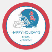 Ole Miss Football Helmet | Light Blue Runder Aufkleber (Vorderseite)