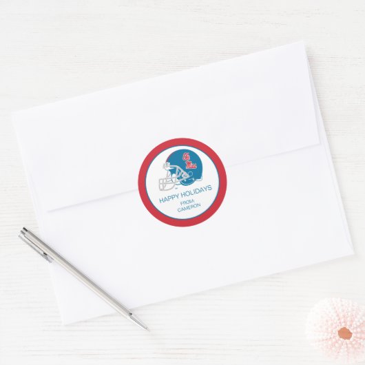 Ole Miss Football Helmet | Light Blue Runder Aufkleber (Umschlag)