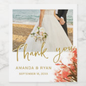 Oleander Blume Foto Danke Hochzeit Weinetikett (Einzelnes Label)