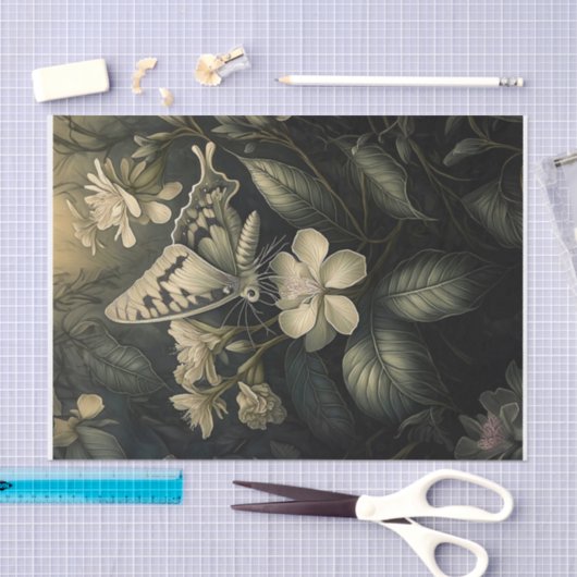 Oleander Magic, Moth in Twilight Seidenpapier (Handwerk)