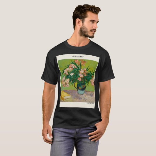Oleanders von Vincent Van Gogh rosa Rosen und Geen T-Shirt (Vorne ganz)