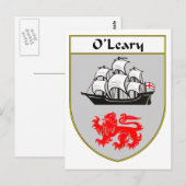 O'Leary Coat of Arms/Familienwappen Postkarte (Vorne/Hinten)