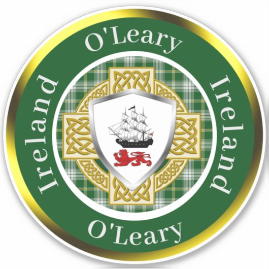 O'Leary Irish Shield/Celtic Cross Personalisiert Aufkleber (Vorderseite)