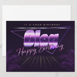 Oleg Name Vorname lila retro Karte Geburtstag