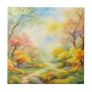 Ölfarbe eine Frühlingslandschaft  2 Fliese