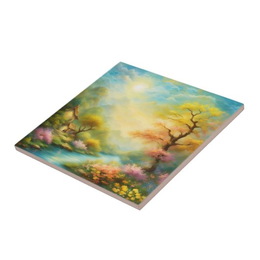 Ölfarbe eine Frühlingsumgebung und einen Baum Fliese (Seite)