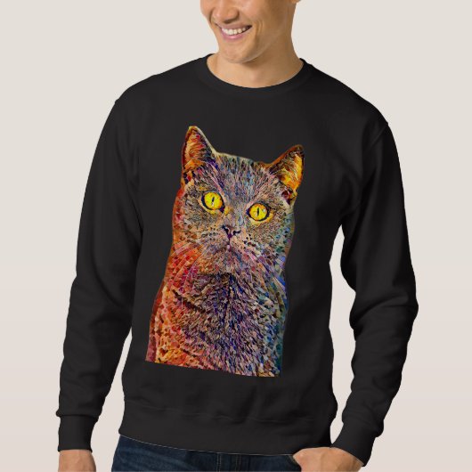 Ölfarbe Filterkatze Sweatshirt (Vorderseite)