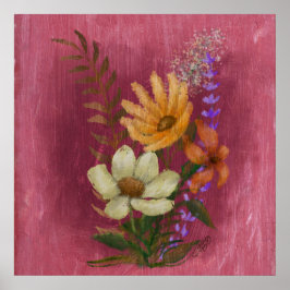 Ölfarbe Gelb und Weiß Blume Poster