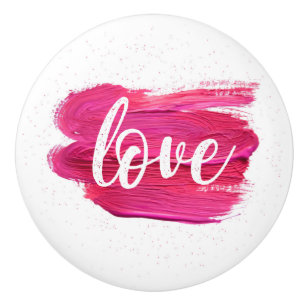 Ölfarbe Liebe zitieren rosa Gestaltung Keramikknauf