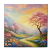 Ölfarbe mit Flusslandschaft Fliese (Vorderseite)