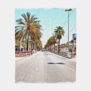 Ölfarbe. Nachahmung. Illustration. Große Straße Fleecedecke