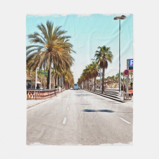 Ölfarbe. Nachahmung. Illustration. Große Straße Fleecedecke (Vorderseite)