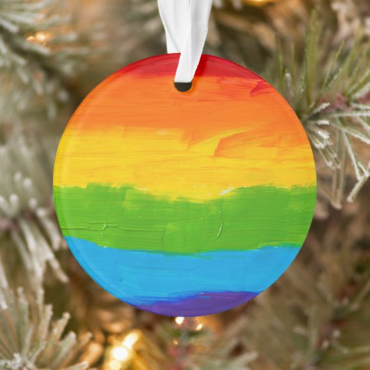 Ölfarbe Regenbogenfarben Gay Lesbisch LGBT Ornament (Baum)