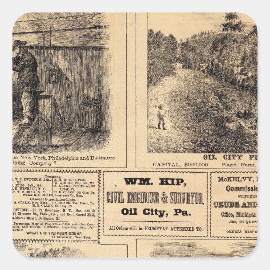 Ölfarmen Quadratischer Aufkleber (Vorderseite)