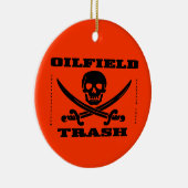 Ölfeld-Abfall, Schädel u. gekreuzte Knochen, Öl, Keramik Ornament (Rechts)