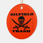 Ölfeld-Abfall, Schädel u. gekreuzte Knochen, Öl, Keramik Ornament (Links)