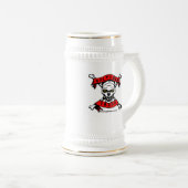 Ölfeld-Abfall, Schädel u. Kreuz-Knochen Bierglas (VorderseiteRechts)