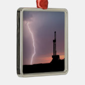 Ölfeld-Blitz-lila Sonnenaufgang Ornament Aus Metall (Rechts)