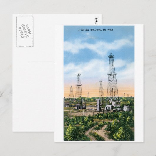Ölfeld Oklahoma Postkarte (Vorne/Hinten)