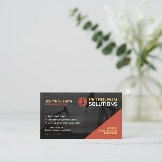 Ölfeld, Öl und Gas, Ölbohrinsel, Nun, Erdölvorkomm Visitenkarte (Stehend Vorderseite)