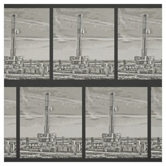 Ölfeld-Ölplattform in den grauen Tönen Stoff (Muster)