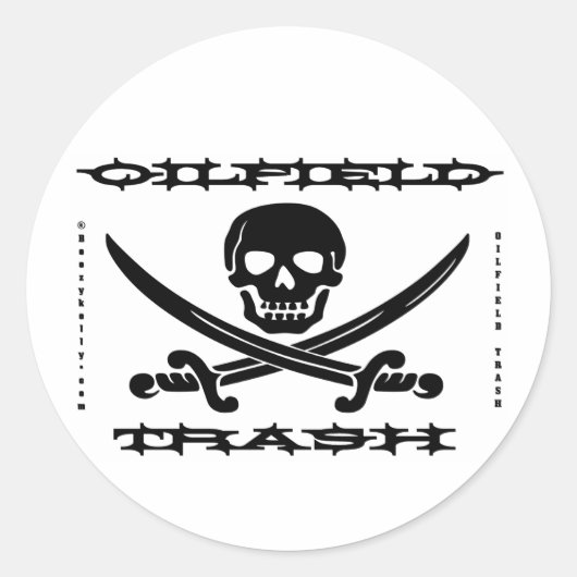 Ölfeld-Papierhutkleber, Schädel, Knochen, Öl Runder Aufkleber (Vorderseite)