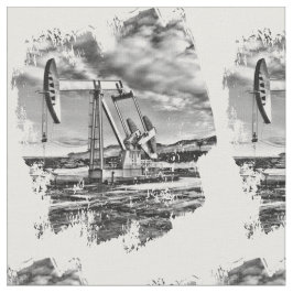 Ölfeld Pumpjack im Schwarzweiss-Spritzen Stoff