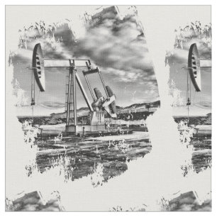 Ölfeld Pumpjack im Schwarzweiss-Spritzen Stoff