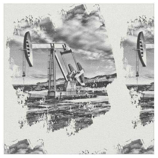 Ölfeld Pumpjack im Schwarzweiss-Spritzen Stoff (Nahaufnahme)