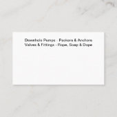 Ölfeld-Versorgungs-Dienstleistungen Visitenkarte (Rückseite)