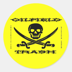 Ölfeldabfall, Ölfeldaufkleber, Schädel, Piratenfla Runder Aufkleber