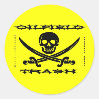 Ölfeldabfall, Ölfeldaufkleber, Schädel, Piratenfla Runder Aufkleber