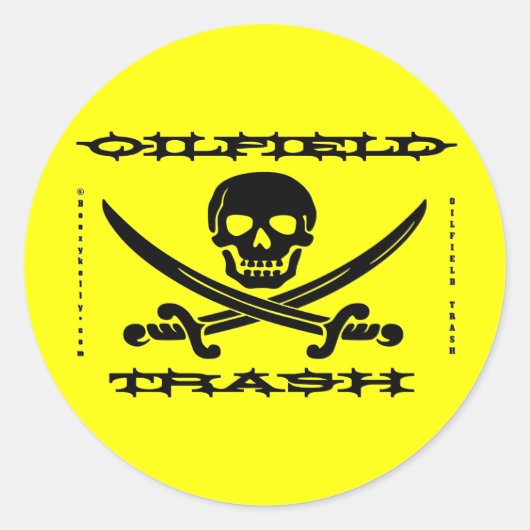 Ölfeldabfall, Ölfeldaufkleber, Schädel, Piratenfla Runder Aufkleber (Vorderseite)